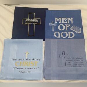 Religious Men of God & Scripture Handkerchief Set - Blue Assortment